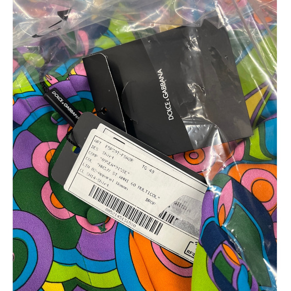 NWT Dolce & Gabbana Silk abstract Print Blouse Shirt Multicolor IT 42 US M - Picture 10 of 11